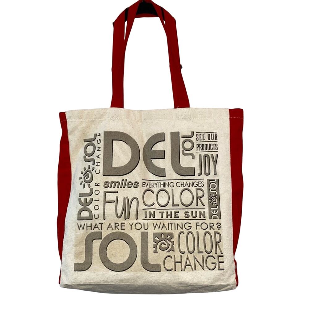 Del Sol Color Change Canvas Tote Bag Red Beach Travel Shopper